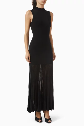 فستان طويل بخصر منخفض نسيج