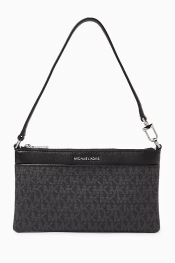 حقيبة جيت ست متوسطة بحمالة معصم قابلة للتحويل قنب مغلف بنقشة شعار الماركة