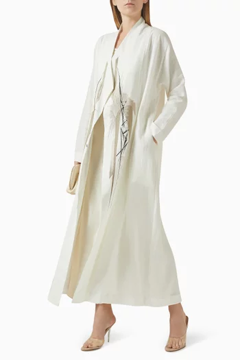 Embroidered Abaya in Linen
