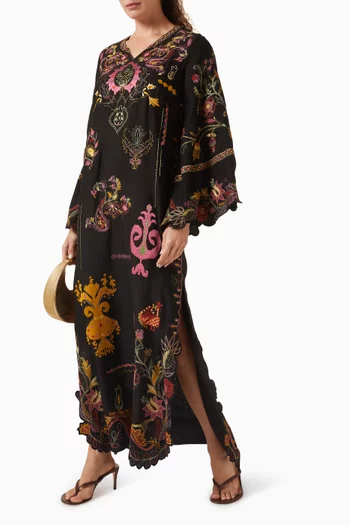 Embroidered Kaftan in Khaadi Silk