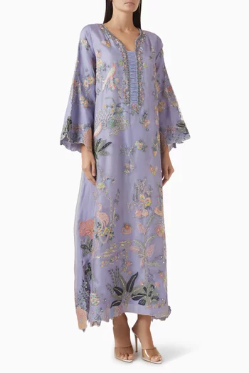 Floral-embroidered Kaftan
