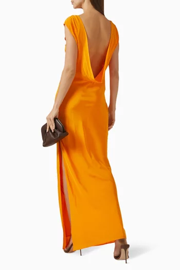 فستان سهرة ايسلا بفتحة مطوية في الخلف حرير