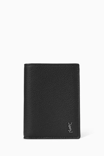 Tiny Cassandre Credit Card Wallet in Grained Leather