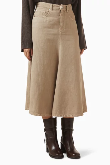 Five-pocket Flared Skirt in Cotton Blend