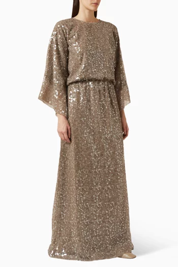 Dazzling Mirage Embellished Maxi Dress in Silk