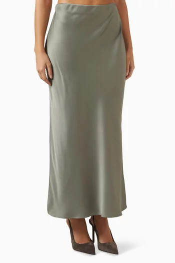 Fluid Slit Skirt in Satin Cady