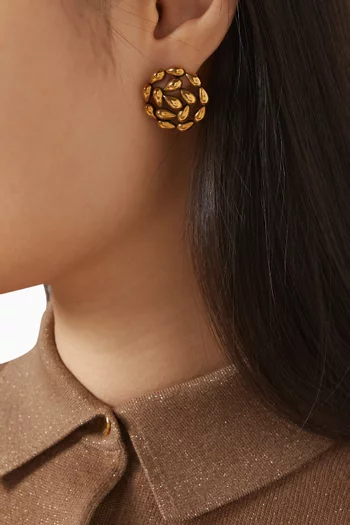 Droplet Flowers Stud Earrings in Brass
