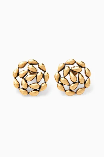Droplet Flowers Stud Earrings in Brass