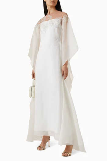 قفطان بفتحة رقبة مطرزة أورجانزا