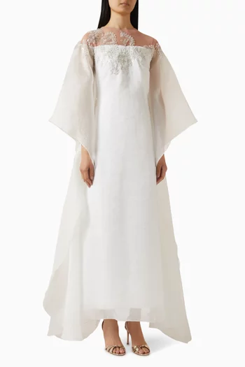 قفطان بفتحة رقبة مطرزة أورجانزا