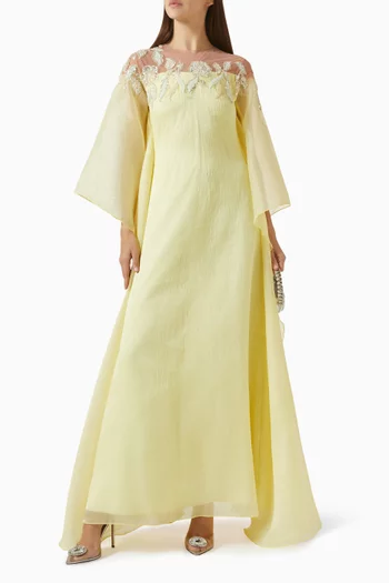 قفطان بفتحة رقبة مطرزة أورجانزا