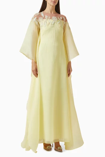 قفطان بفتحة رقبة مطرزة أورجانزا