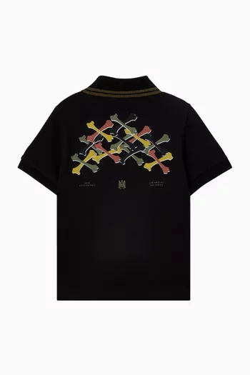 Graphic Print Polo Shirt in Cotton