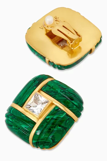 Crystal & Enamel Clip-on Earrings in 22kt Gold-plated Brass