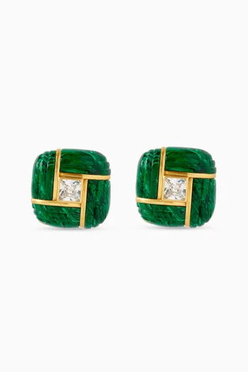 Crystal & Enamel Clip-on Earrings in 22kt Gold-plated Brass