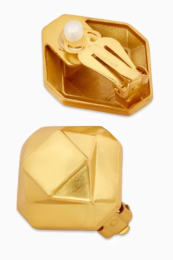 Diamond Clip-on Earrings in 22kt Gold-plated Brass