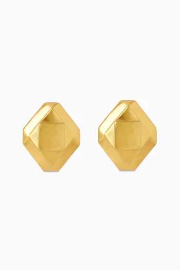 Diamond Clip-on Earrings in 22kt Gold-plated Brass