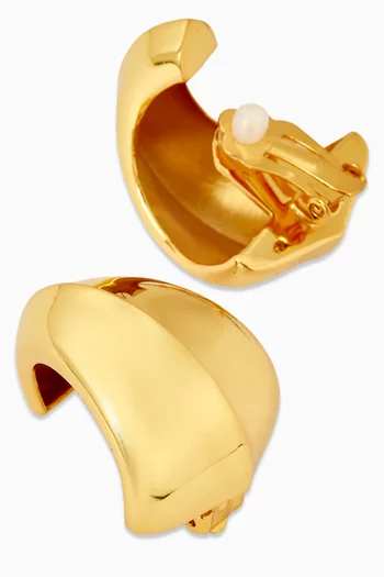 Curved Clip-on Earrings in 22kt Gold-plated Brass