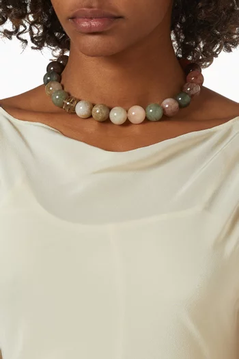 Beaded Necklace in 22kt Gold-plated Brass