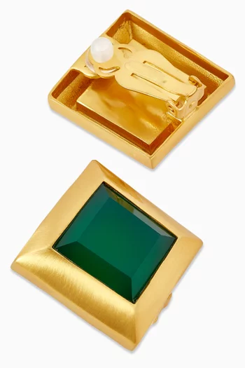 Emerald Clip-on Earrings in 22kt Gold-plated Brass