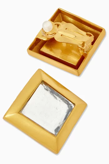 Sculpted Crystal Clip-on Earrings in 22kt Gold-plated Brass