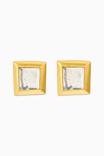 Sculpted Crystal Clip-on Earrings in 22kt Gold-plated Brass