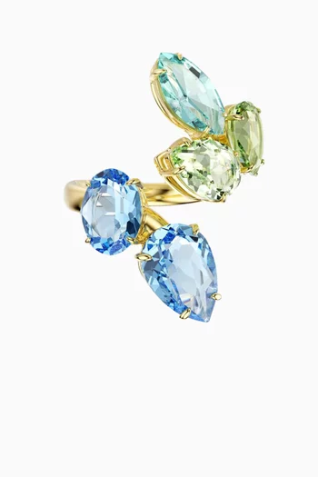 خاتم جيما بتصميم مفتوح معدن مطلي بلون ذهبي