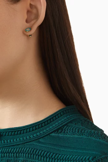 Luckily Evil Eye Stud Earrings in Gold-tone Metal