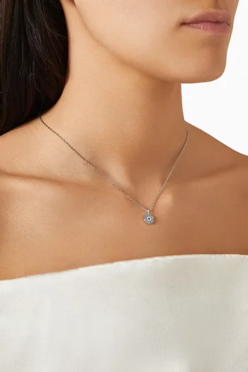 Luckily Evil Eye Pendant Necklace in Rhodium