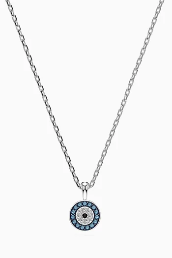Luckily Evil Eye Pendant Necklace in Rhodium