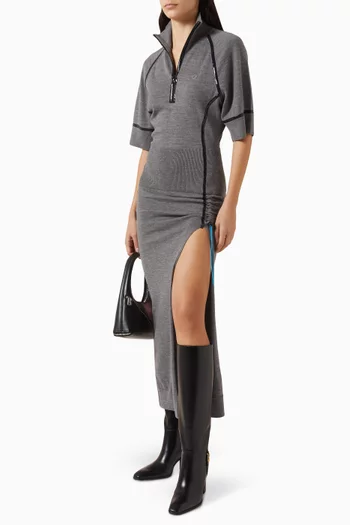 Zip Slit Dress in Technical  Merino