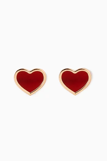 Heart Carnelian Earrings in 18kt Gold