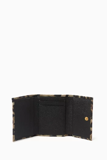 Small Continental Wallet in Leopard-printed Leather