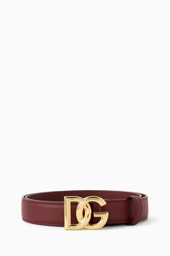 DG Metal Logo Belt in Calf Leather