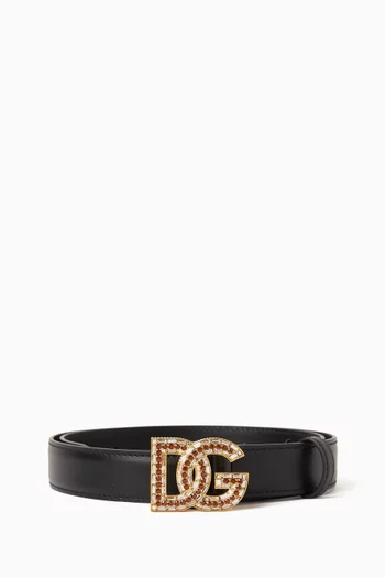 DG Crystal Logo Belt in Calf Leather