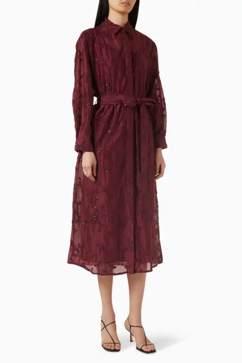 Embellished Shirt Midi Dress