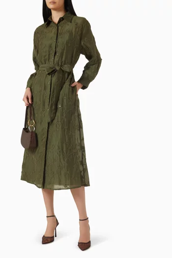 Embellished Shirt Midi Dress