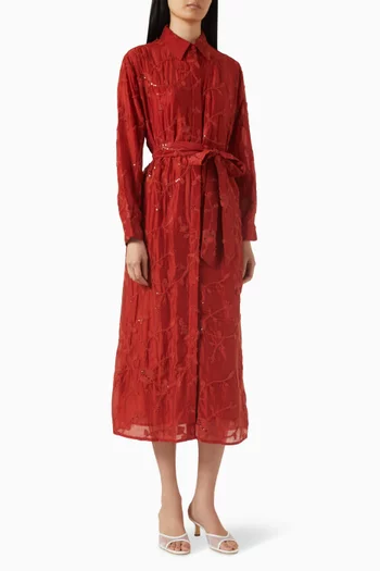 Embellished Shirt Midi Dress