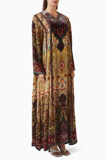 Adavi Printed Kaftan in Silk Velvet