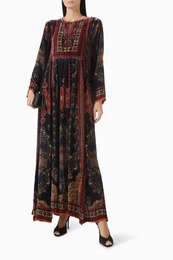 Anisha Printed Kaftan in Silk Velvet