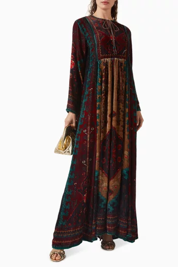 Anisha Printed Kaftan in Silk Velvet