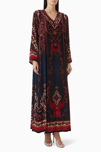 Adavi Printed Kaftan in Silk Velvet