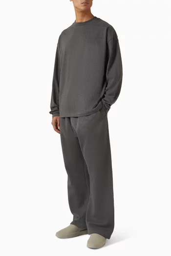 تي شيرت بأكمام طويلة وتطريز قطن جيرسيه