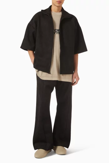 بنطال بحافة واسعة صوف بملمس شمواه