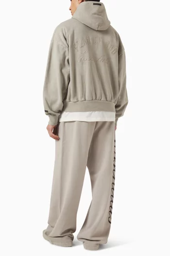 Embroidered Classic Full Zip Hoodie in Cotton Fleece