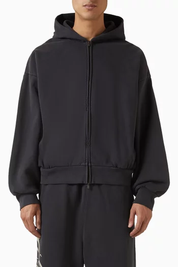 Embroidered Classic Full Zip Hoodie in Cotton Fleece