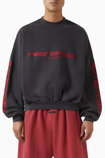 سويت شيرت قصير بطبعة Chicago صوف قطني