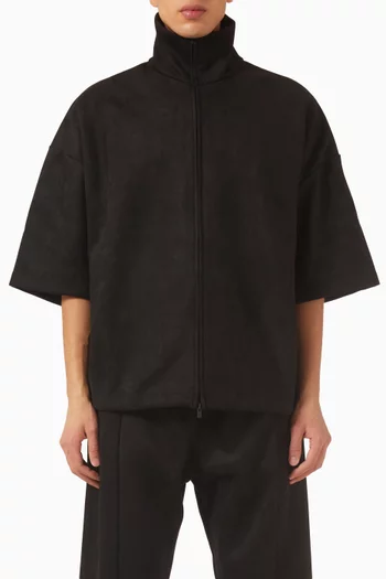 جاكيت بياقة عالية صوف بملمس شمواه