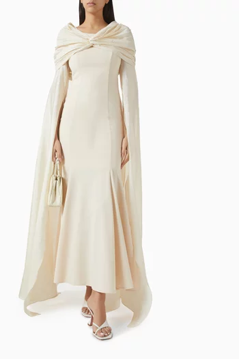 Cape-sleeve Maxi Dress