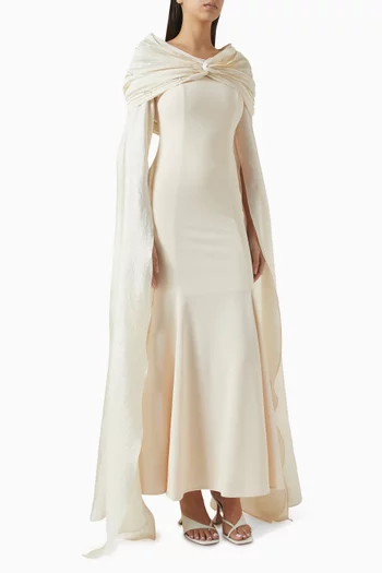 Cape-sleeve Maxi Dress